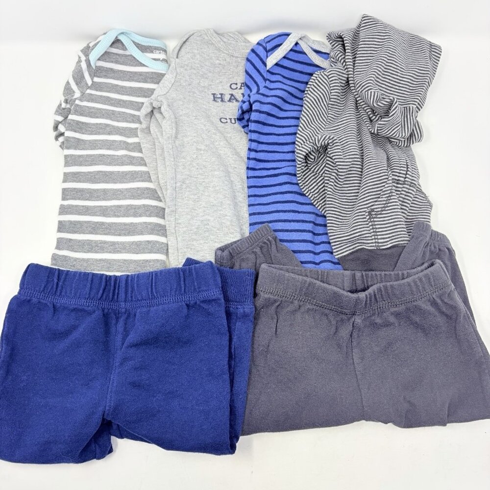 Carters Baby Boys Size 9 Months Lot of 6 Bodysuits Pants and‎ Jacket Set 1198